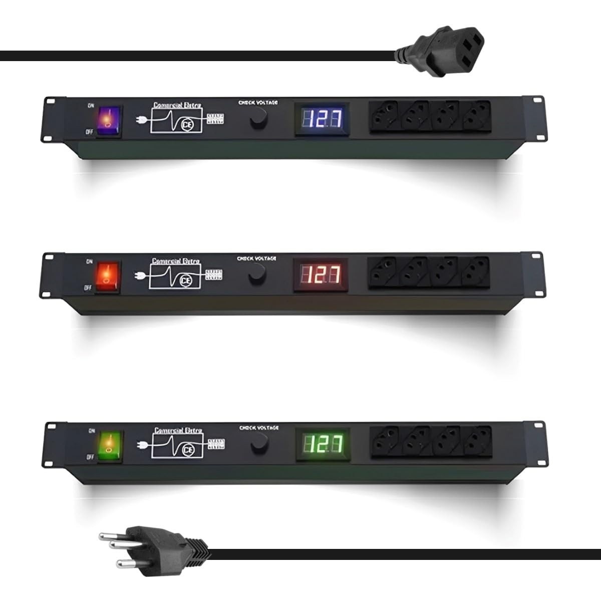Régua de Energia 12 Tomadas Bivolt com Display LED: Organize e Proteja seus Equipamentos!