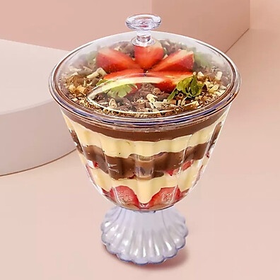 12 Taças Confeiteiro com Tampa Cristal 1,25L