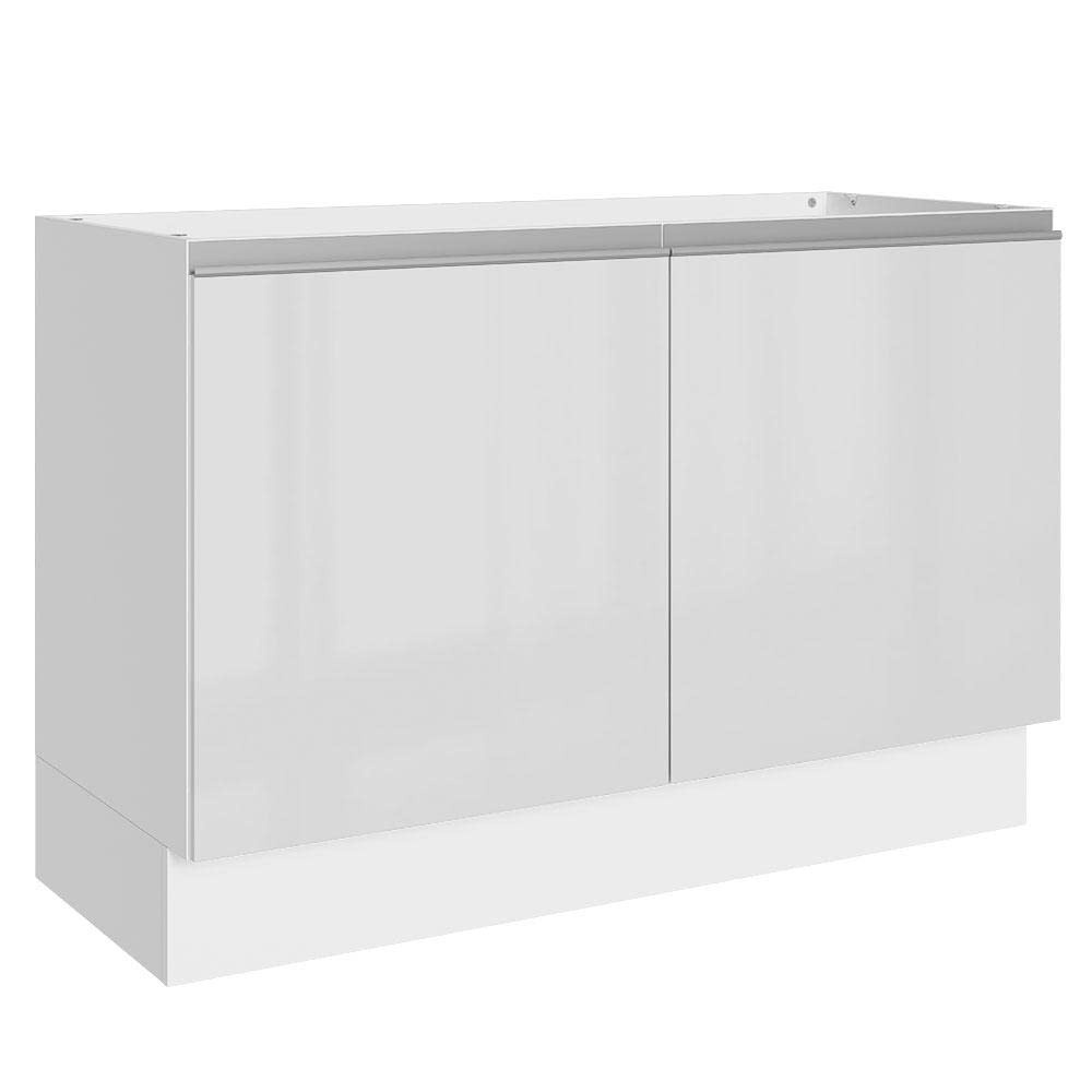 Balcão Gabinete de Pia Madesa Acordes 120cm | MDF Premium com 2 Portas Branco Brilho