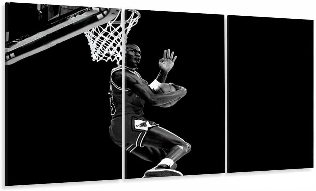 Quadro Michael Jordan Basquete Decorativo - Tela em Tecido 3 Peças 120x60cm