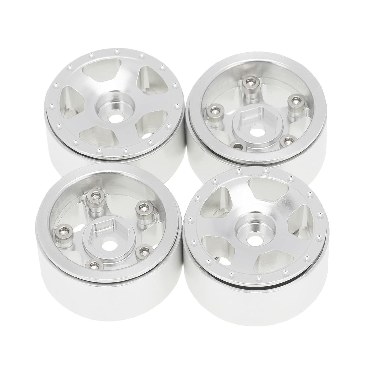 Rodas de Alumínio SCX24 1/24 Prata (4 Peças) - Upgrade de Performance Off-Road