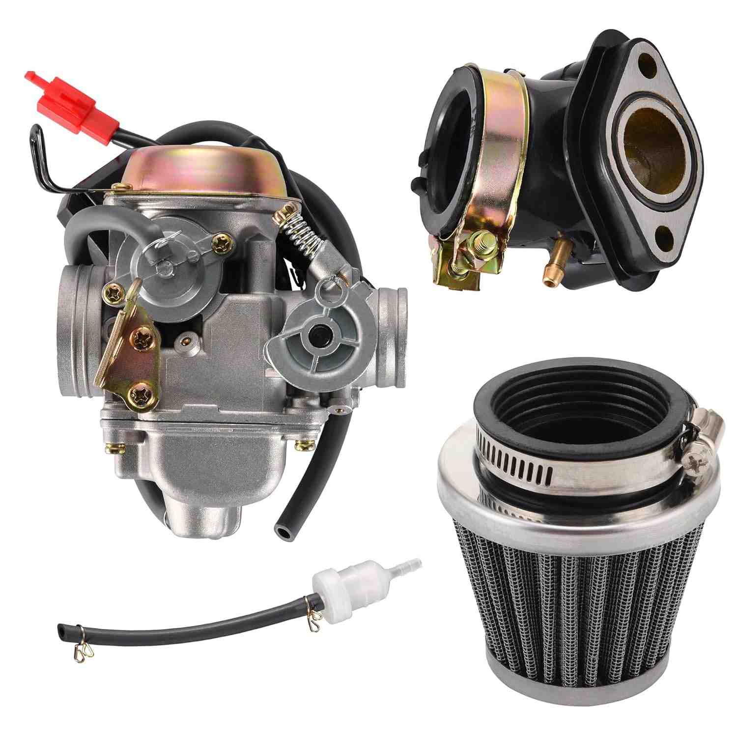 Carburador GOOFIT PD24J 24mm com Filtro de Ar para Motores GY6 125cc 150cc - Acelere seu Desempenho!