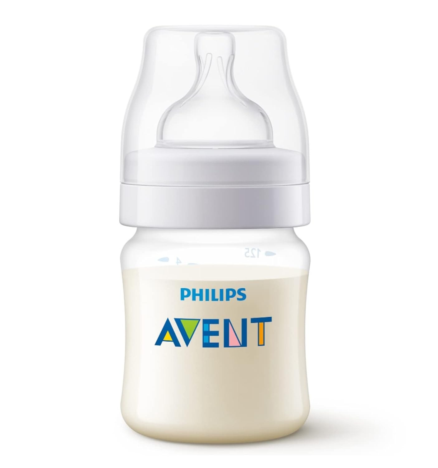Mamadeira Anticólica Transparente 125ml - Alívio Confortável para Bebês Sensíveis