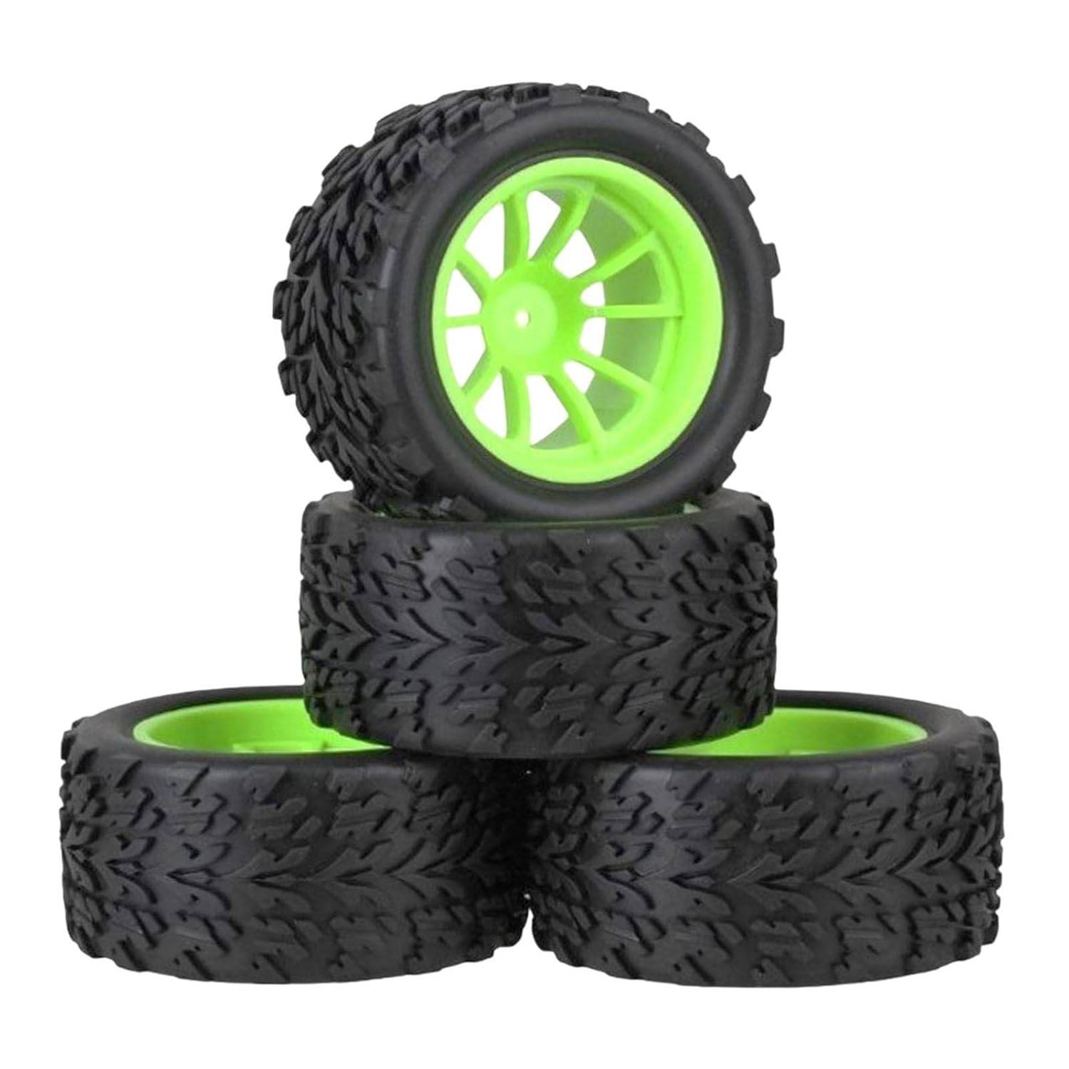 Pneus Hexagonais 12mm Verde para Carros RC 1/10 - Pacote com 4 Unidades