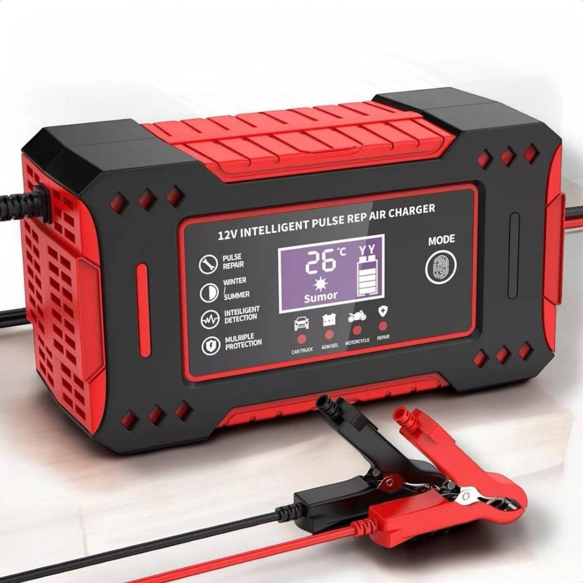 Carregador Inteligente 12V Bivolt com Display Digital - Essencial para Carro, Moto e Caminhão