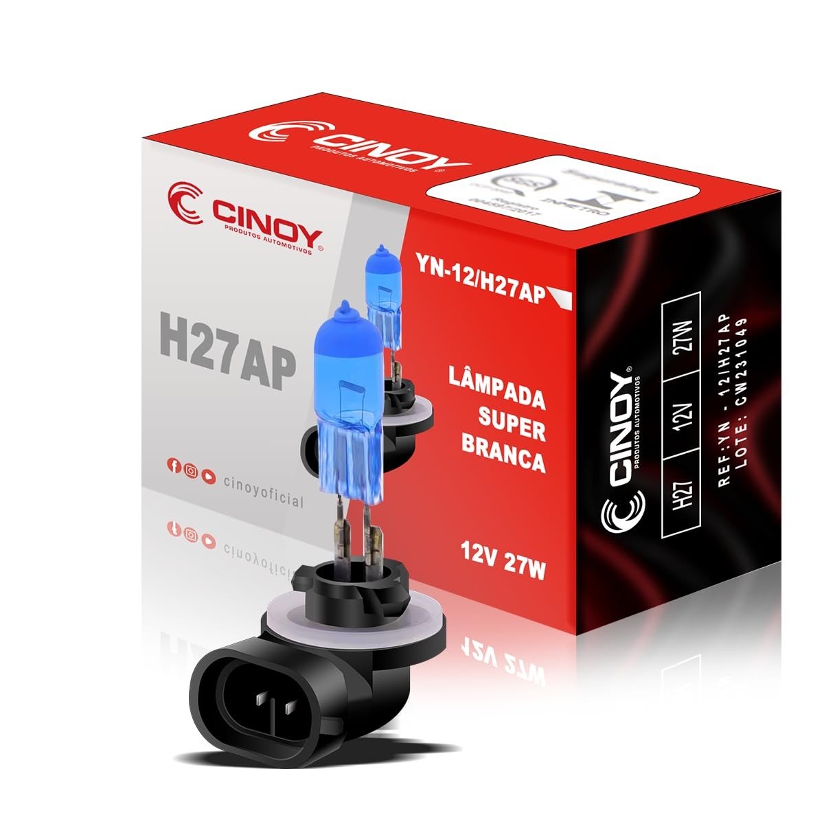 CINOY Lâmpada H16 L Super Branca 8500K 12V 19W: Iluminação Premium para seu Veículo