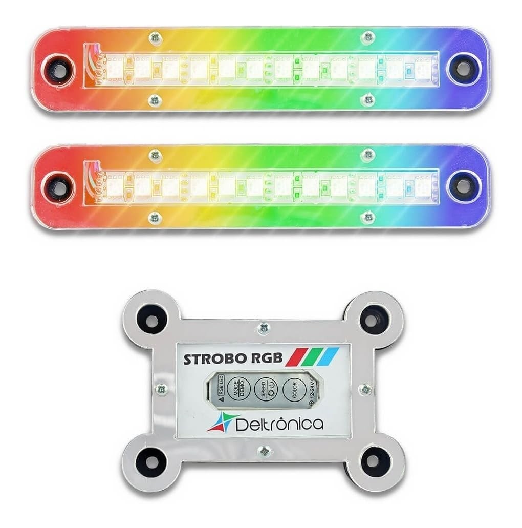 Kit Super Strobo Led para Som Automotivo Rgb 2 Faróis 12v Deltrônica
