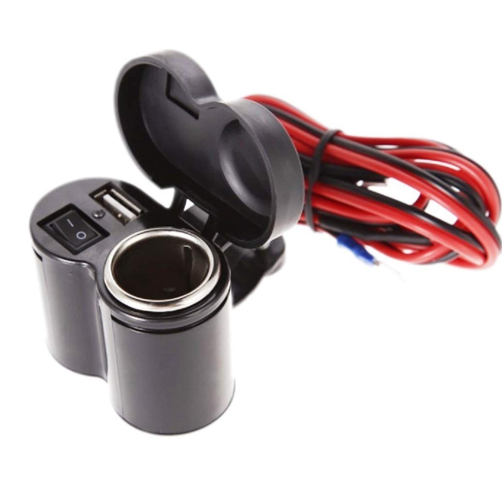 Carregador Moto 12V/USB 5V à Prova D'água com LED e Interruptor - Essencial para sua Motocicleta