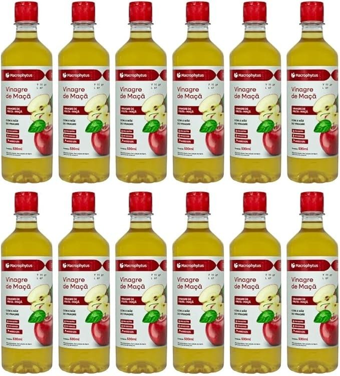 KIT 12X Vinagre de Maça com 5,5% de Acidez 530ml - Macrophytus
