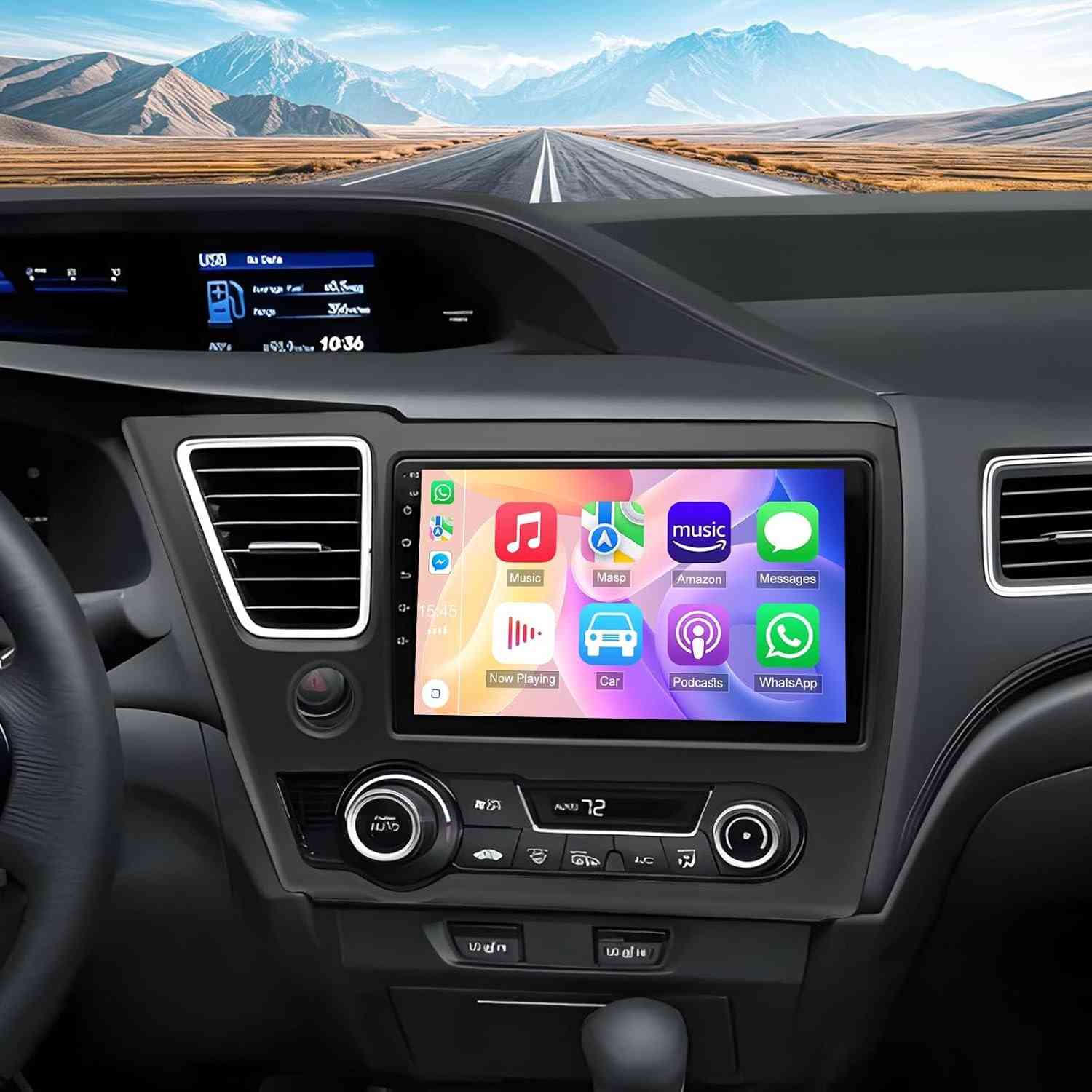 Central Multimídia Android 13 para Honda Civic (2013-2017) com Carplay Sem Fio, GPS e Tela de 9"