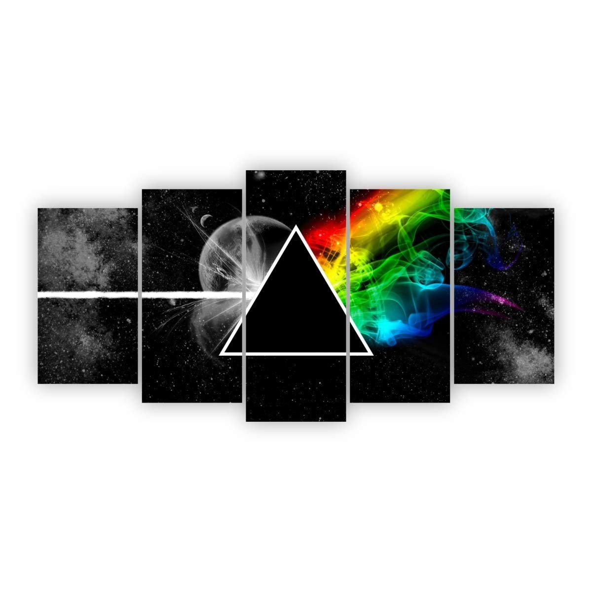 Quadro Pink Floyd Prisma Arco-Íris - MDF 130x60cm - Decore com Estilo Rock