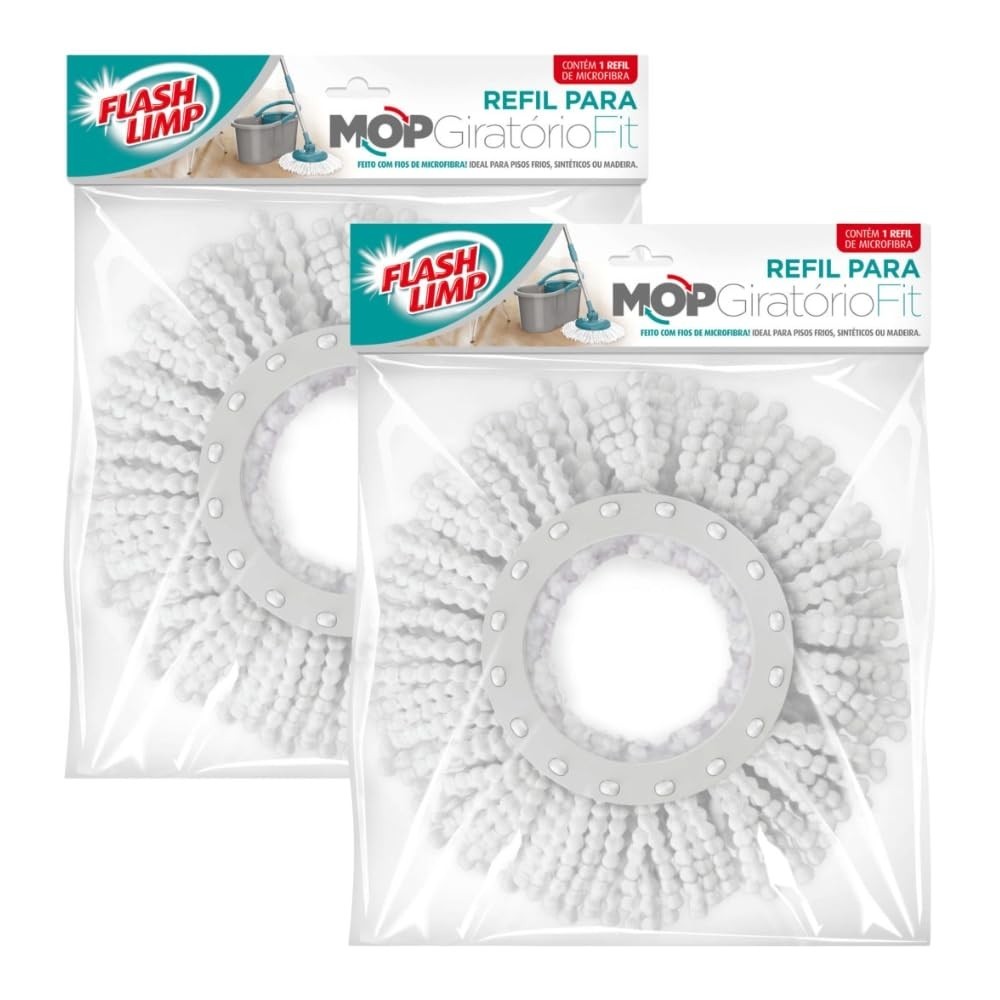 Kit com 2 Refis Mop Microfibra Fit 13,5cm para Esfregão 360 Duas Águas - RMOP5011