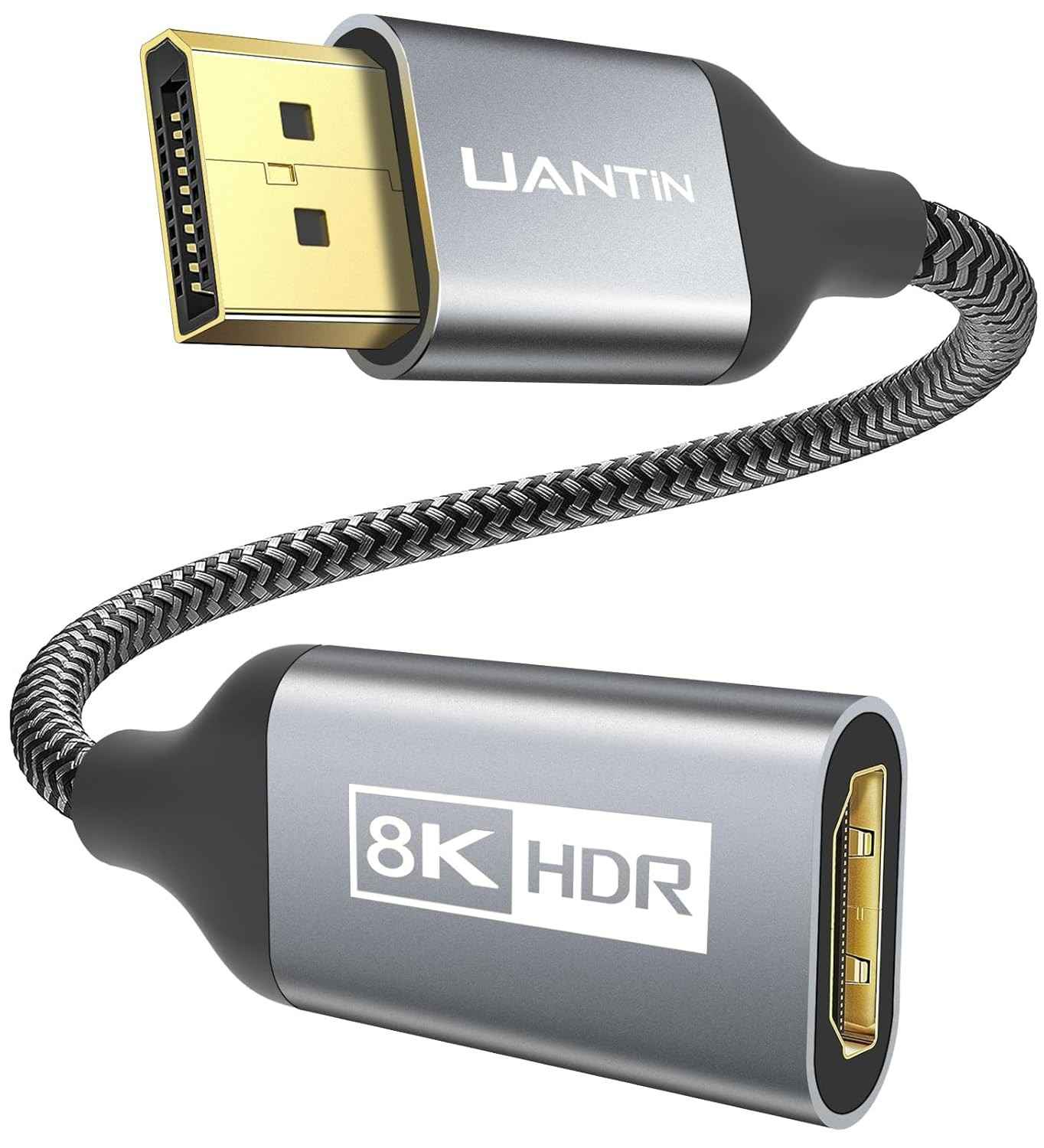 UANTIN Adaptador DisplayPort 1.4 para HDMI 2.1: Imersão Total em 8K 60Hz e 4K 120Hz