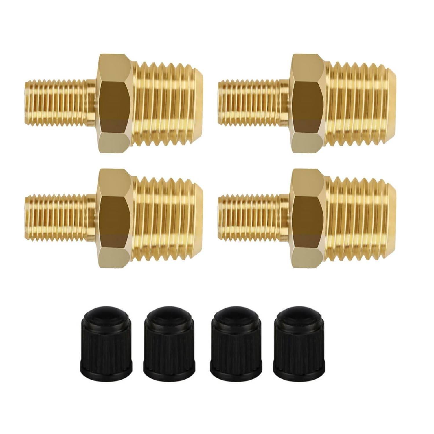Kit 4 Conectores Inflador Pneu 1/4 NPT Macho para Schrader - Compressor Ar