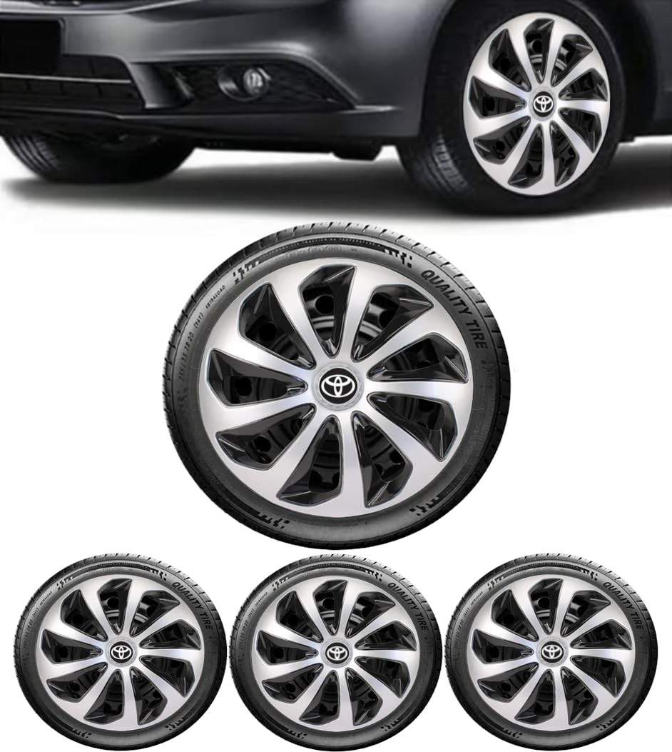Jogo 4 Calotas Esportivas Velox Aro 14 Preto/Prata - TOYO para Etios, Yaris e Corolla