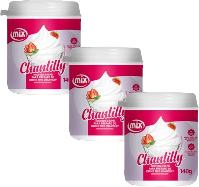 Kit 3 Chantilly Em Pó Efeito Aerado 140g Mix