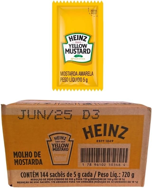 Mostarda Heinz Sachê 5g Caixa Com 144 Unidades