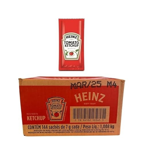 Ketchup Heinz Sachê 7g Caixa 144 Unidades Nova Receita