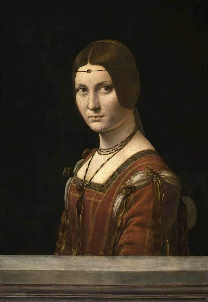 La Belle Ferronnière (1490) de Leonardo da Vinci - Tela Canvas 30x43cm | Obra de Arte Giclée Premium