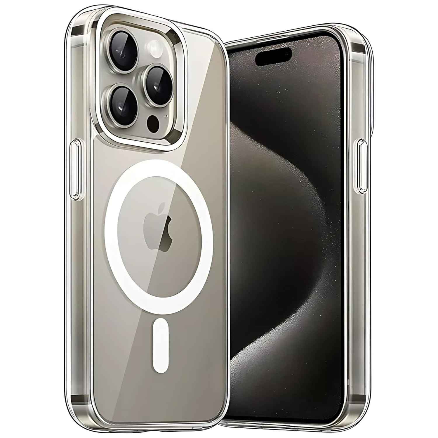Capa MagSafe Premium para iPhone 15 Pro Max: Transparente, Anti-Amarelamento e Proteção Total da Câmera