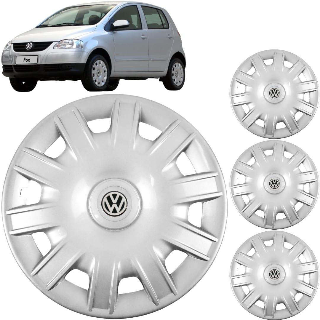 Jogo 4 Calotas Aro 15 VW Fox e Polo (03-09) Grid GR063AR com Adesivo Logo VW Resinado