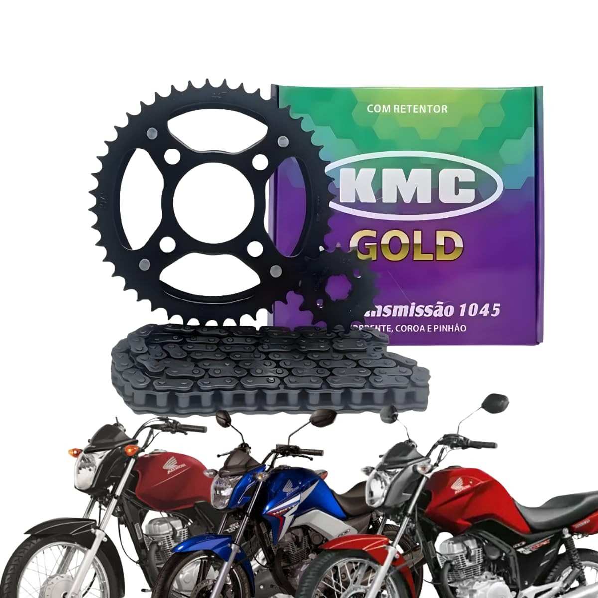 Kit Relação KMC Gold Titan 150 Fan 150 CG 150 (2004-2015) com Retentor - Durabilidade e Performance