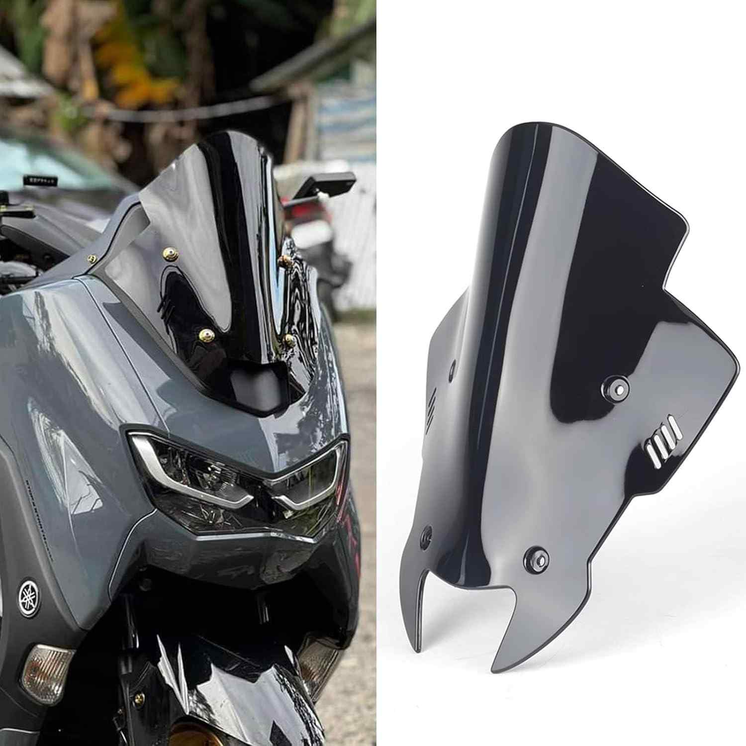 Defletor de Para-brisa Yamaha NMAX 155 2020-2024 (Preto) - Nova Versão Competitiva