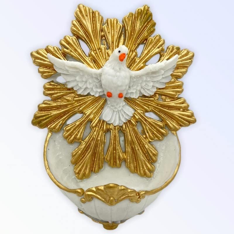 Imagem Divino Espírito Santo em Resina 15cm - Decoração Sagrada com Água Benta