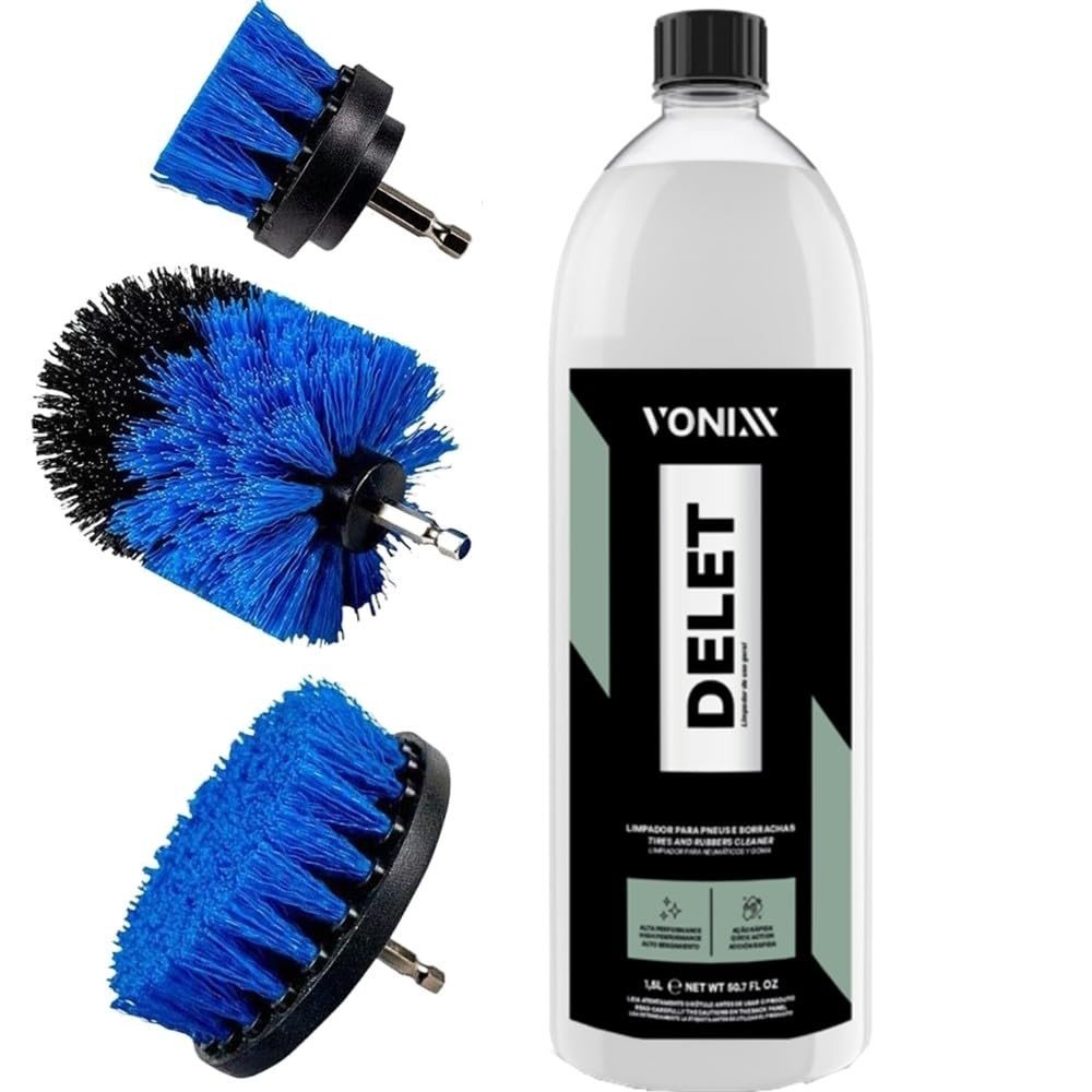 Kit Limpeza Automotiva Vonixx Delet 1,5L + 3 Escovas Karbox Média: Brilho Impecável!