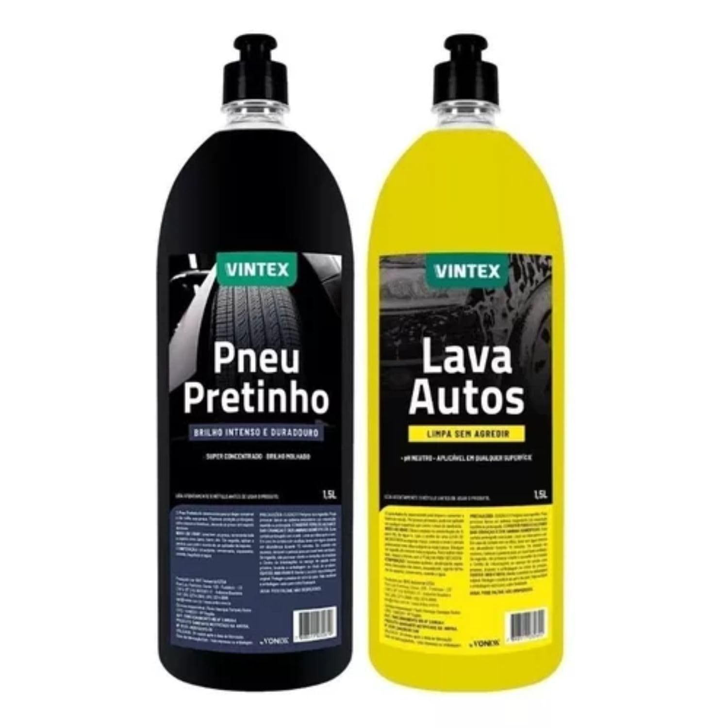 Kit Essencial Vintex by Vonixx: Shampoo Lava Autos 1,5L + Pneu Pretinho 1,5L para Brilho Impecável