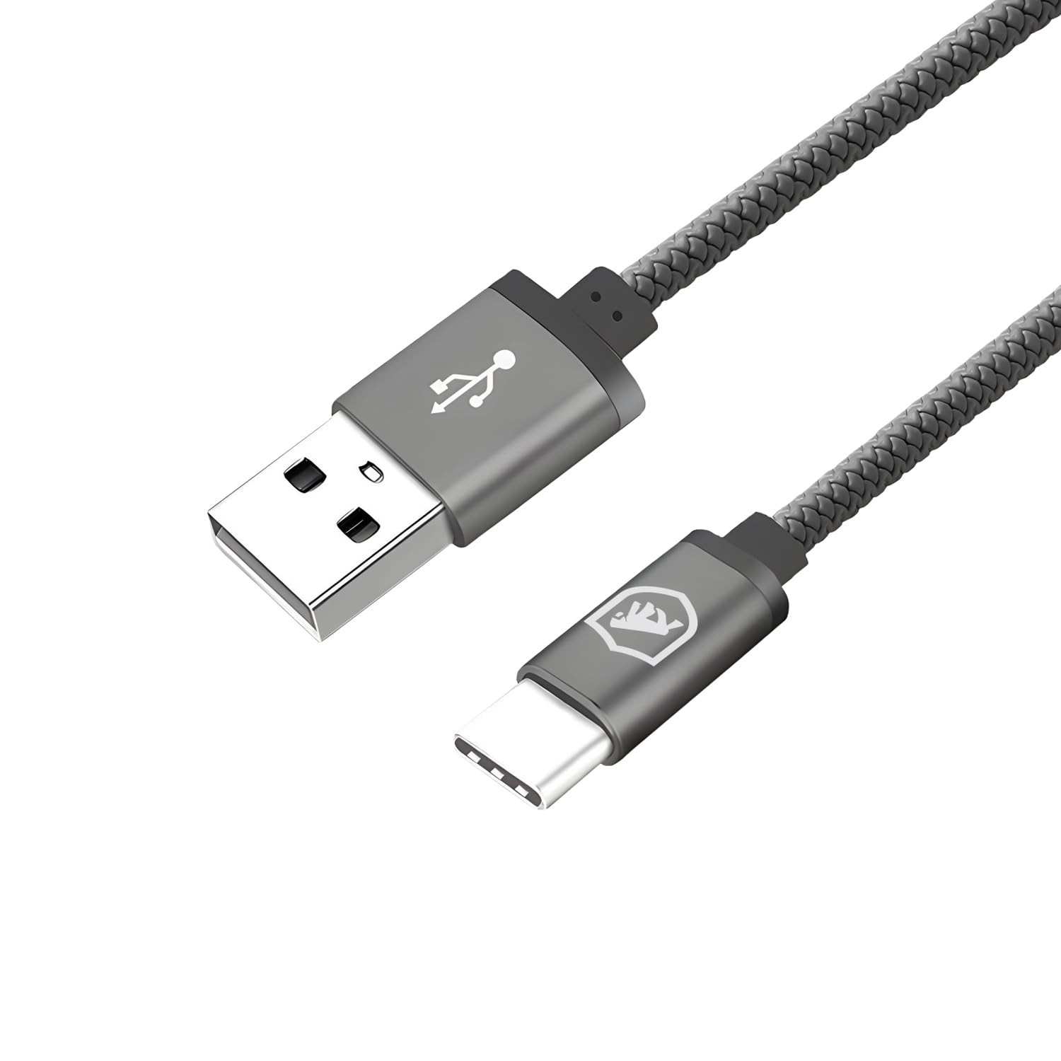 Cabo Gshield Symetric: Carregamento Rápido e Durabilidade Reforçada (USB-A para Tipo C, 1.5m, Cinza)