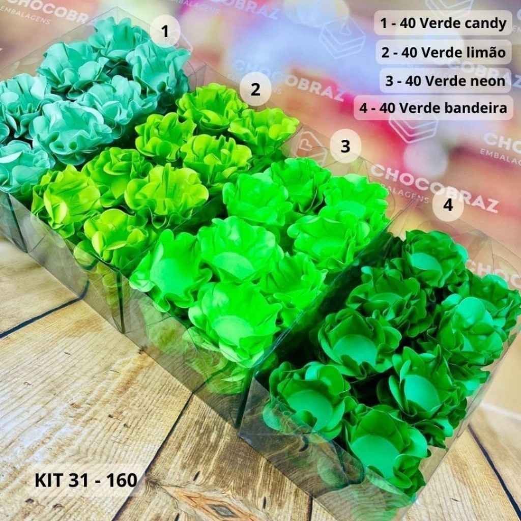 160 Forminhas de Doces: Paleta de Verdes Vibrantes