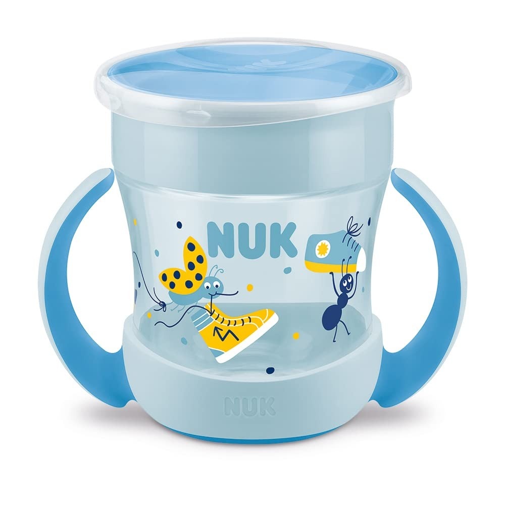 NUK Copo Mini Magic Cup 360º com Alça Evolution 160ml – Azul para Bebês Aprenderem a Beber com Segurança