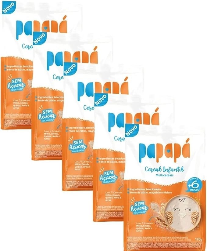 Kit 5 Cereal Multicereais Milho, Cevada, Aveia e Arroz 170g - Papapá