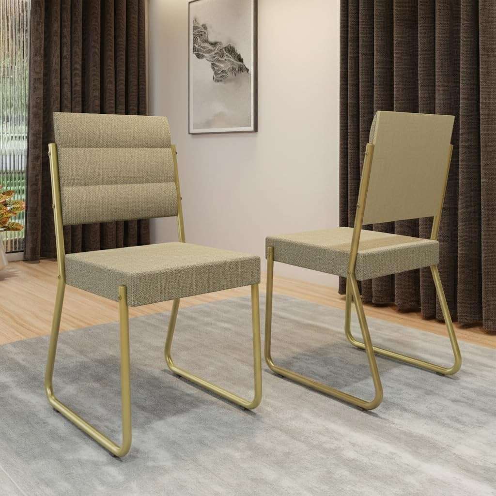 Conjunto com 2 Cadeiras 1736 Douradas - Design Sofisticado e Conforto para sua Sala de Jantar