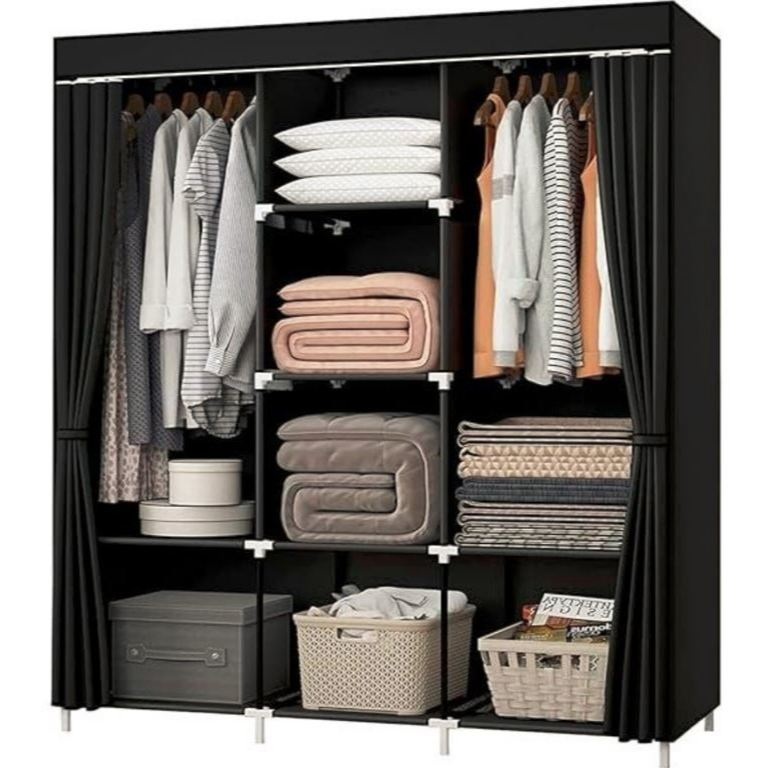 Guarda-roupa Portátil com Arara e 8 Prateleiras 175h