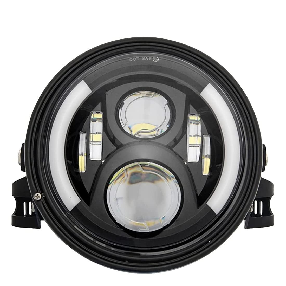 SKTYANTS Farol de LED 18cm para Moto: Iluminação Potente com DRL e Seta Âmbar