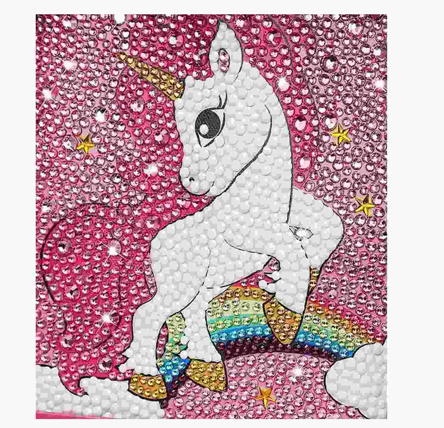 Artesanato Pintura Diamante para Crianças - Unicórnio 18x18cm - DIY Divertido e Educativo