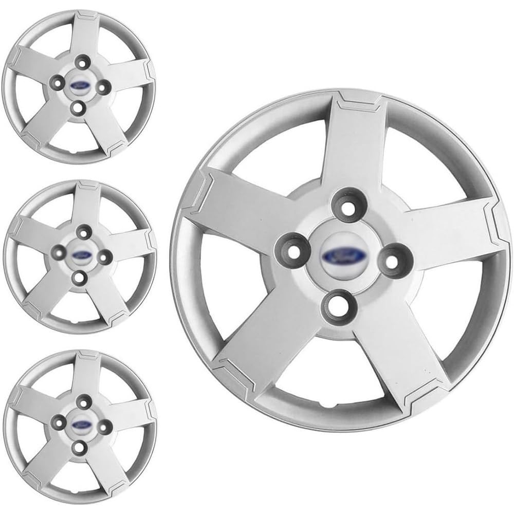 Jogo de Calotas Aro 13 Prata para Ford Ka, Fiesta e Escort (1993-1998) - Emblema Elegante