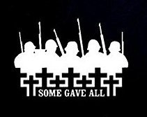 Decalque Vinil "Some Gave All" - Cruz de Soldado | Branco 19x13,3cm | Para Carros, Laptops e Mais