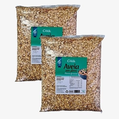 Kit 2X: Aveia em Flocos Grossos Sem Glúten Leve Croc 1kg