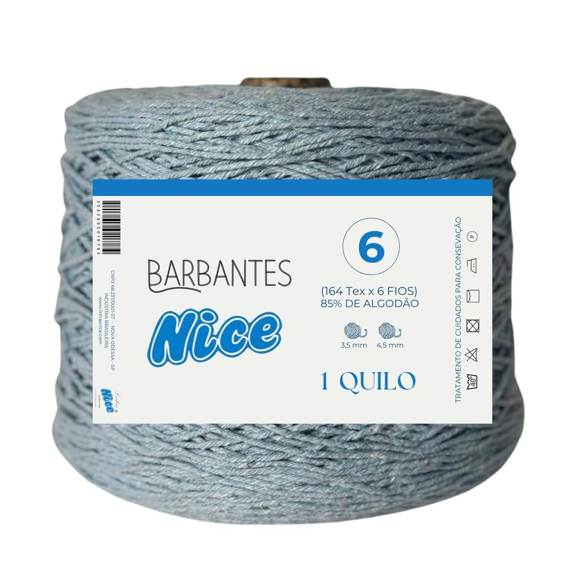 Barbante Parafinado Colorido para Crochê - Fio 6 com 1kg - Azul Bebê