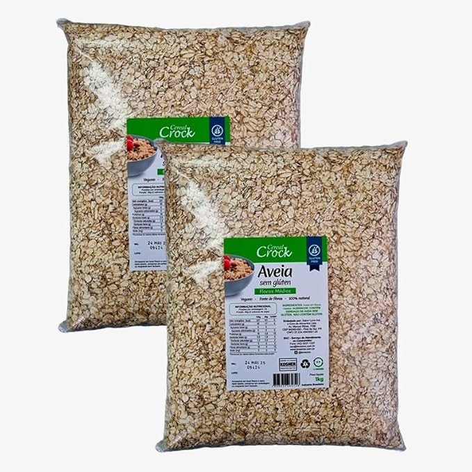 Kit 2X: Aveia em Flocos Médios Sem Glúten Leve Croc 1kg