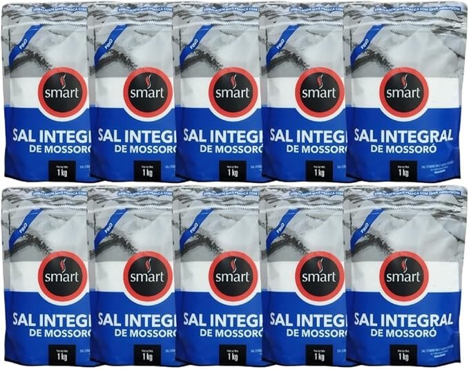 Kit com 10 Pouchs de Sal Integral de Mossoró Fino de 1kg cada - Smart