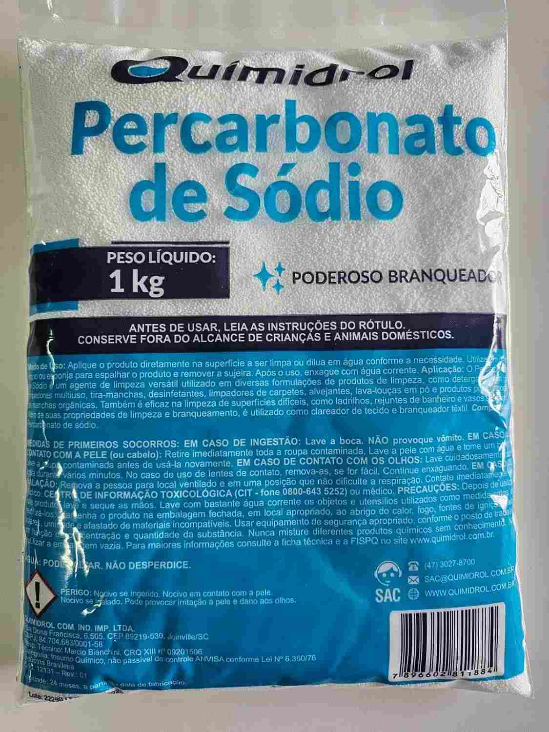 Percarbonato de Sódio Quimidrol 1kg - Branqueador Poderoso e Ecológico para Limpeza Profunda