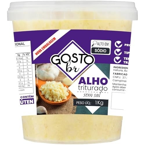 Alho 1Kg Triturado Tradicional Sem Sal Tempero Prático