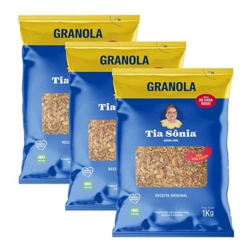 Tia Sônia, Kit 3 Granola Tradicional Sem Uva passa 1Kg cada Tia Sônia