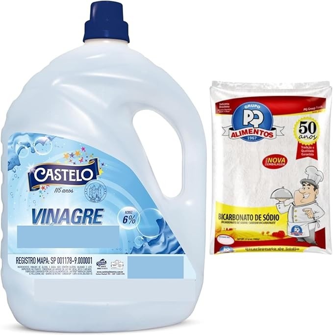 Kit Vinagre 5L (6%) + Bicarbonato de Sódio 1kg – Limpeza Poderosa e Desengordurante
