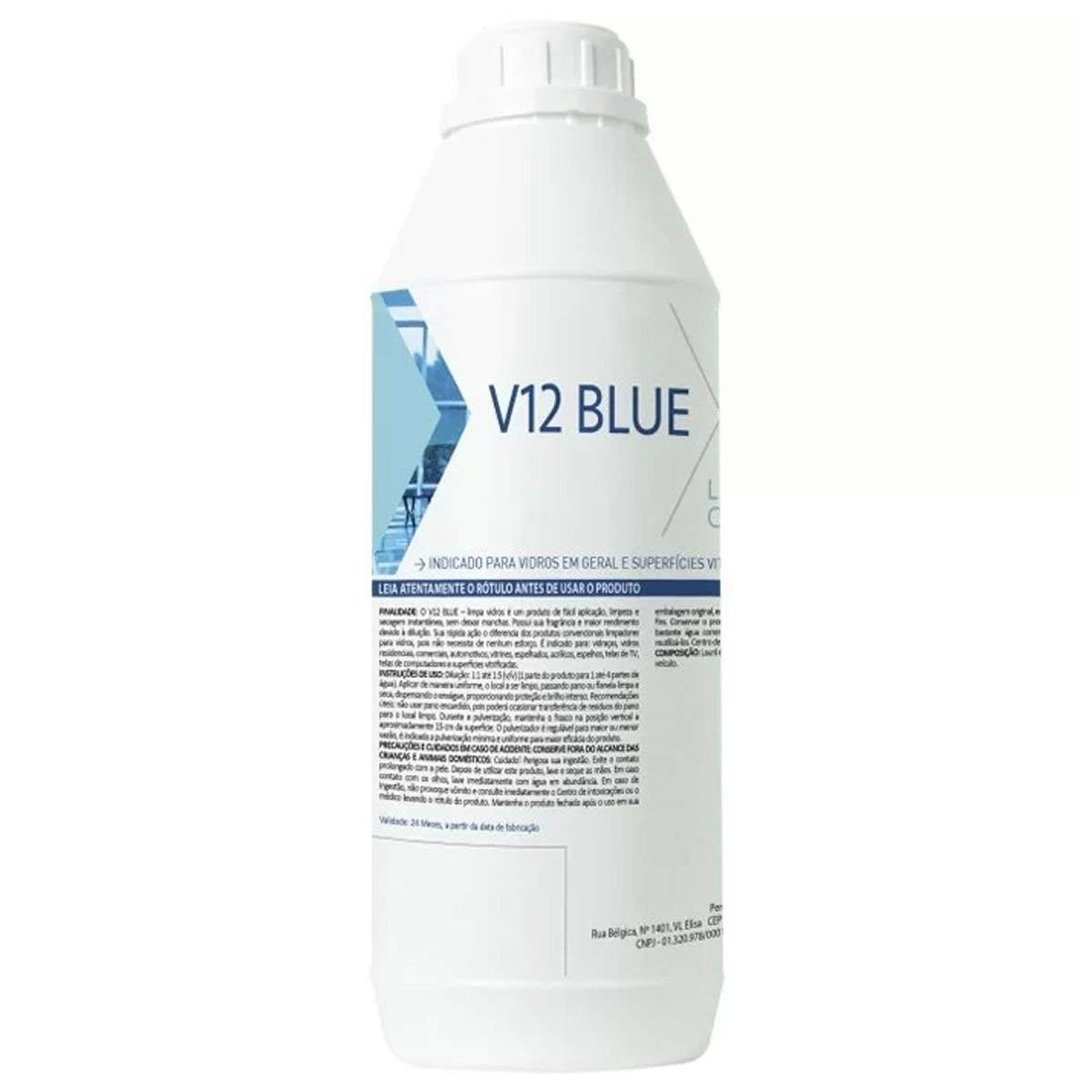 Limpa Vidros Concentrado V12 Blue 1L - Brilho Cristalino e Limpeza Profunda