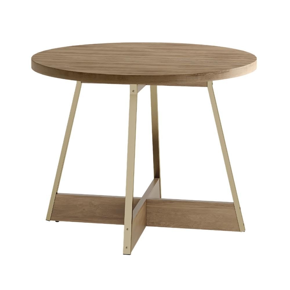Mesa de Jantar Redonda 1m Dourada - Design Moderno e Resistente para Ambientes Pequenos